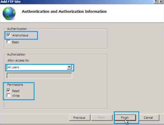 Installing and Configuring FTP server On Windows IIS 7