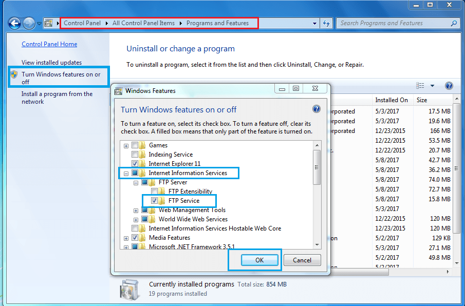 Installing and Configuring FTP server On Windows IIS 7