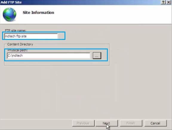 Installing and Configuring FTP server On Windows IIS 7