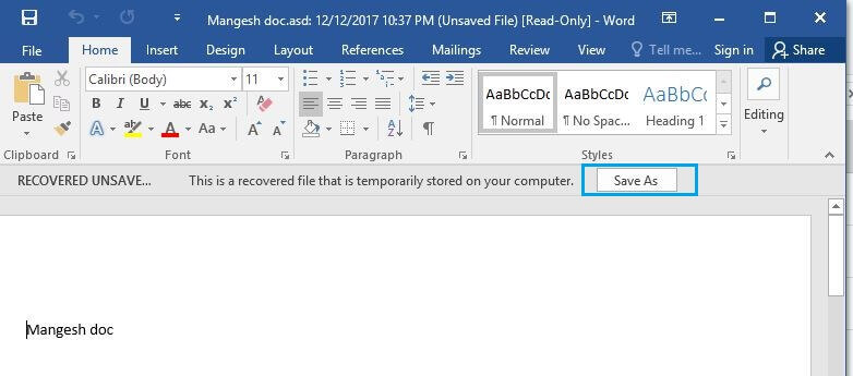 How To Recover Lost/Unsaved Word Documents In Windows 10