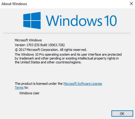 Windows Operating System Build Version