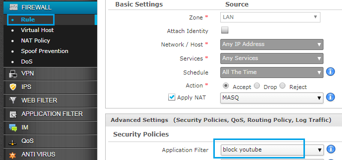 How To Block YouTube In Cyberoam Firewall