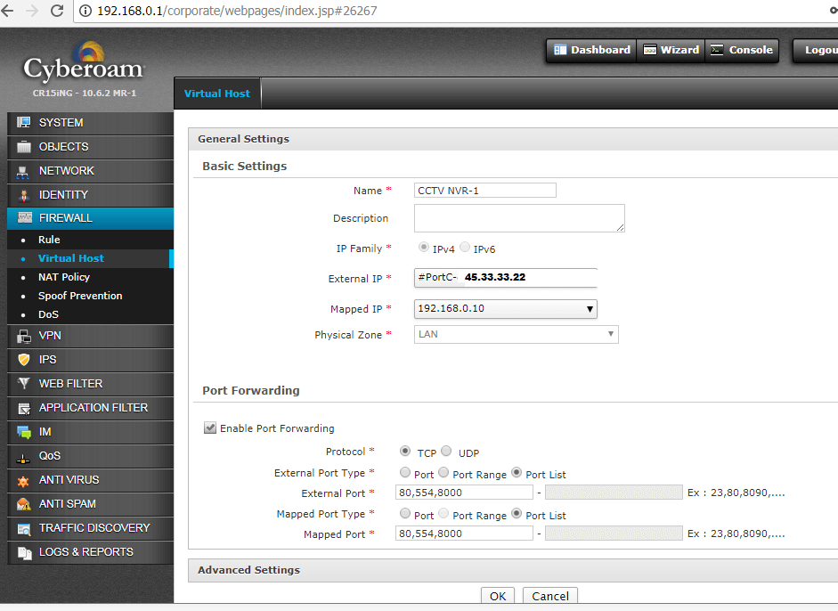 Step By Step Cyberoam Firewall Port Forwarding For Hikvision NVR