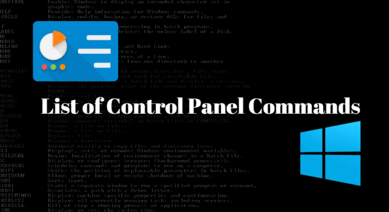 List of Control Panel Commands