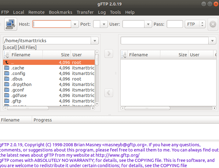 How to install gFTP Free Multithreaded FTP Client in Ubuntu 18.04