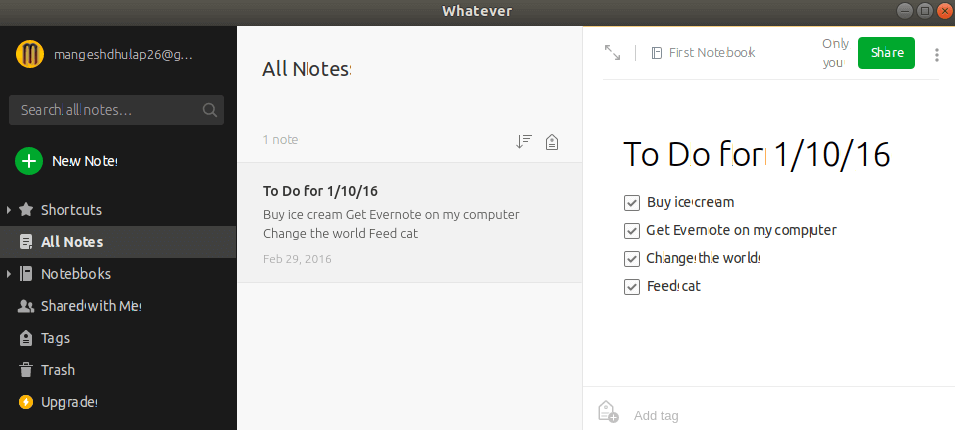 How to install Whatever Evernote Client in Ubuntu 18.04