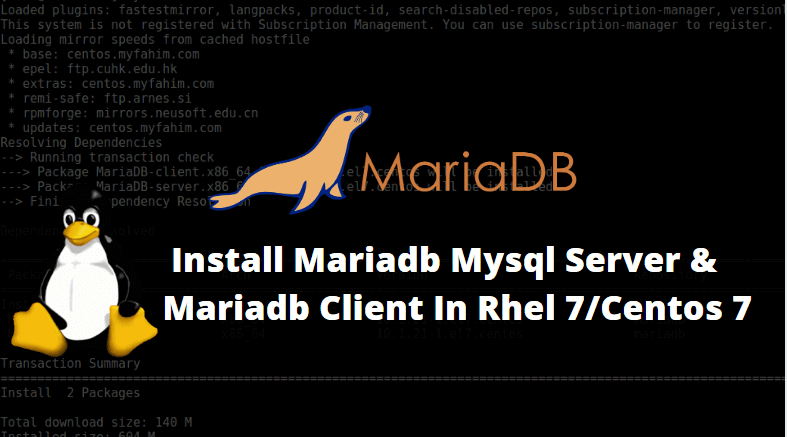 How To Install Mariadb Mysql Server And Mariadb Client In Rhel 7 Centos 7