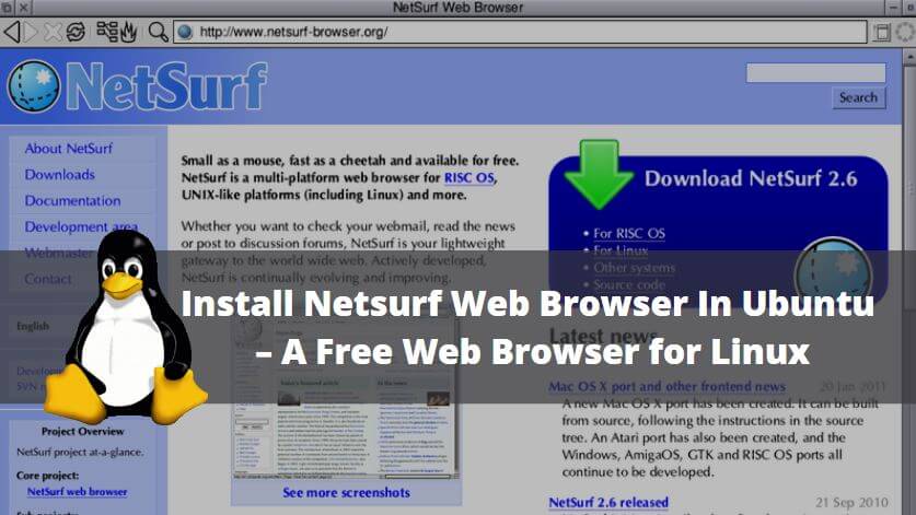 How to Install Netsurf Web Browser (Netsurf App) In Ubuntu – A Free Web Browser for Linux